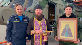 Крестный ход по воздуху на вертолете Ми-8